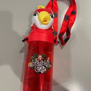 Rainforest Cafe Red Parrot 3D Head Souvenir Sipper Cup With Lanyard Kids Drinks